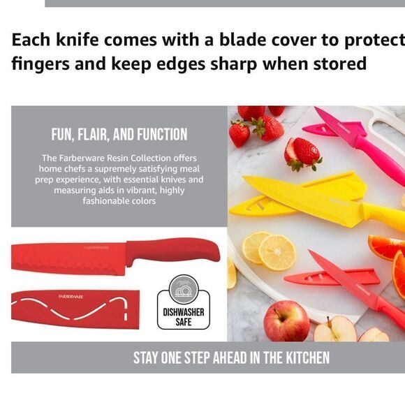 New in Box Farberware Resin Cutlery Knife Colorful Pastel Cool 12-piece Set - Picture 9 of 13